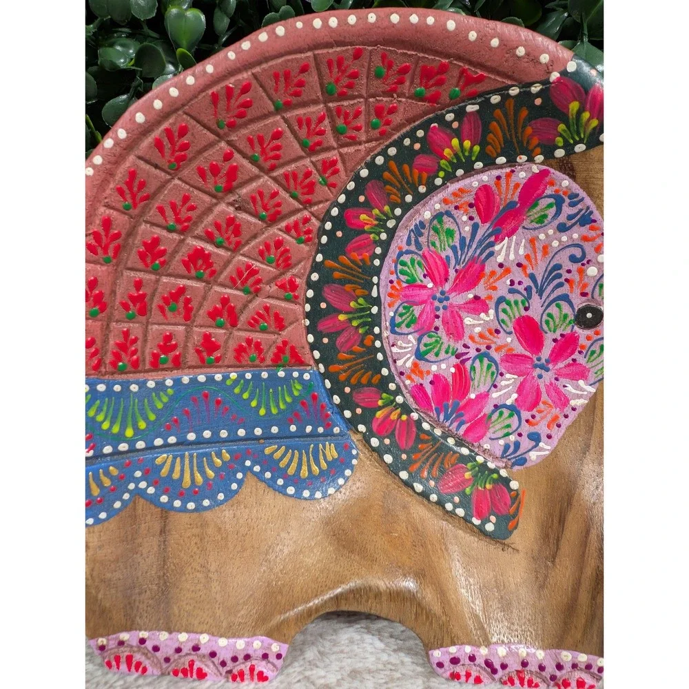 Shop With A Mission Thailand Hand Painted Wooden Elephant Trinket Dish Bowl